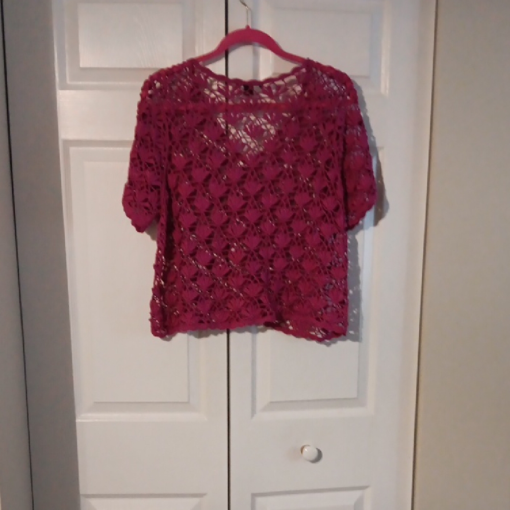 Elegant Magenta Crochet Cardigan (Lowest Price Is $3) - Picture 2 of 2